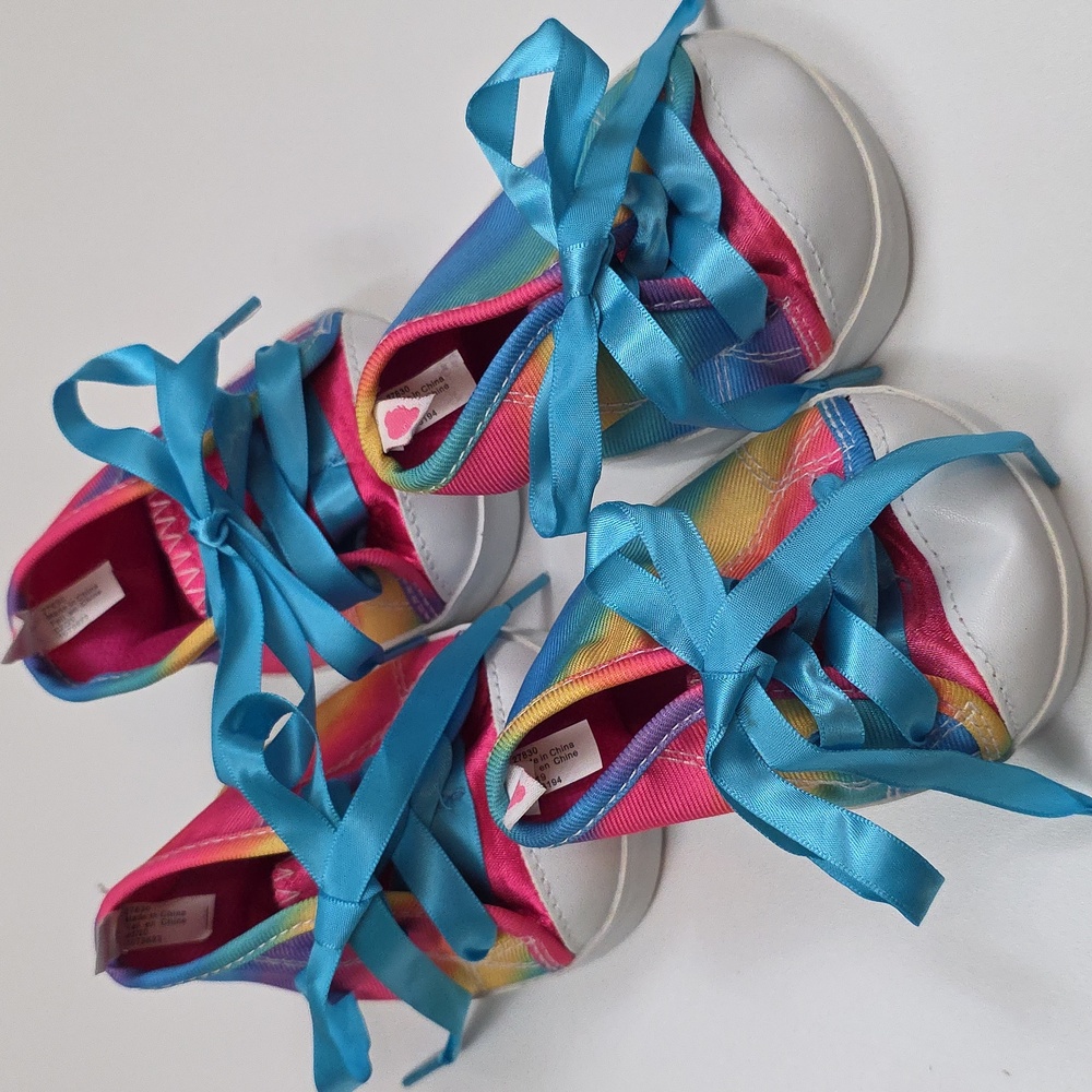 Build A Bear Shoes - Rainbow High Top Shoes With Blue Laces, Set Of 4 Shoes